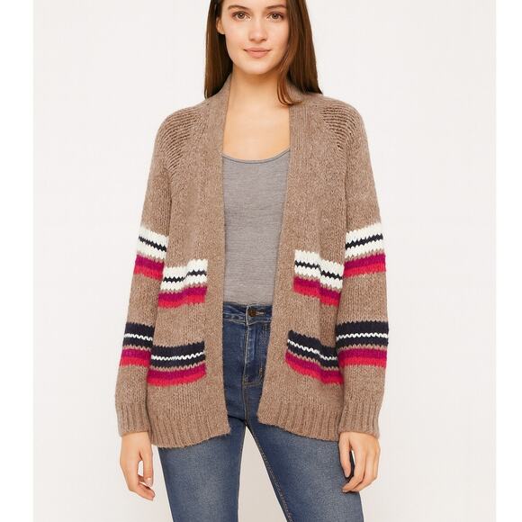 Xirena Lander Striped Open Front Alpaca Blend Cardigan Sweater - Picture 1 of 8